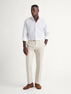 The Thomas Mason Linen Blend Dress Shirt in White