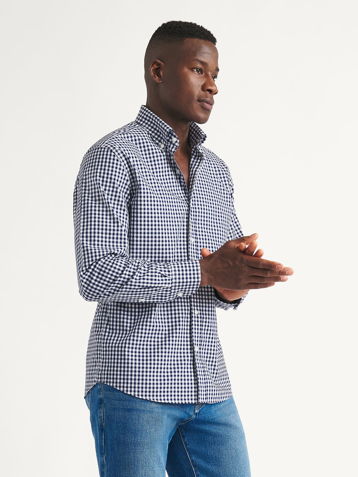 The Seabrook Gingham Button Down in Navy