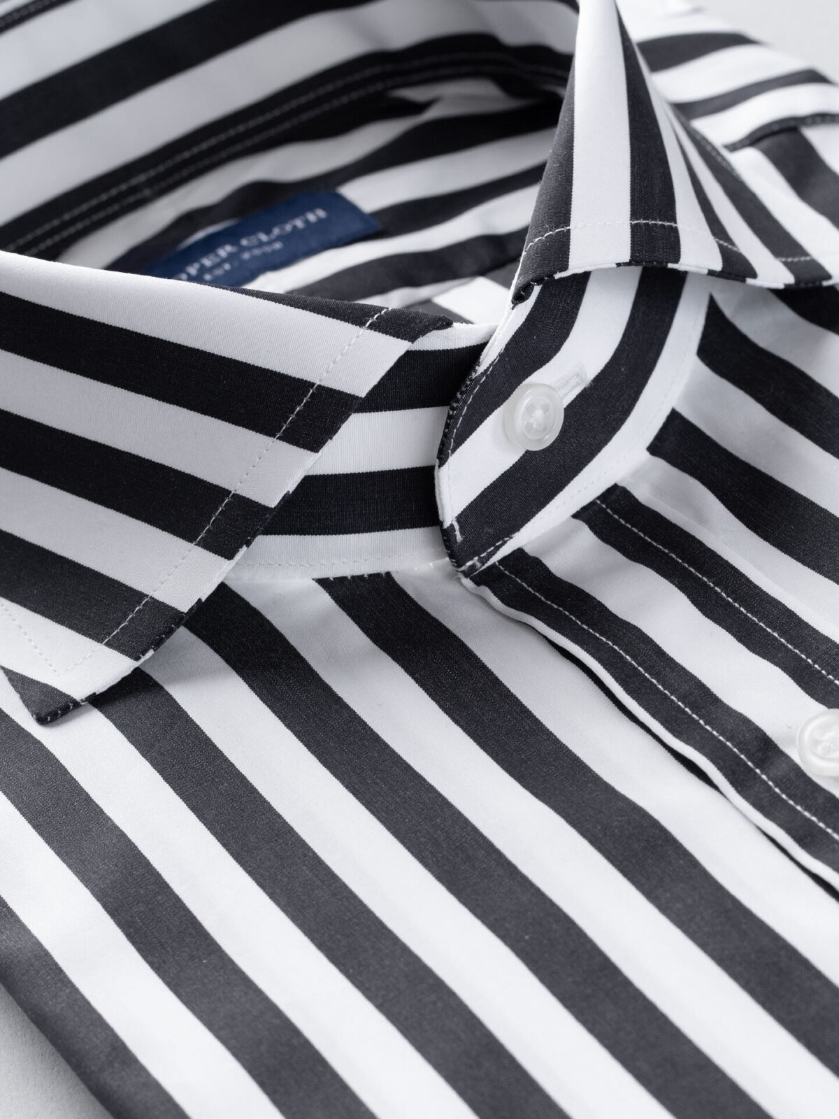 Thomas Mason Luxury Black and White Bengal Stripe Shirt