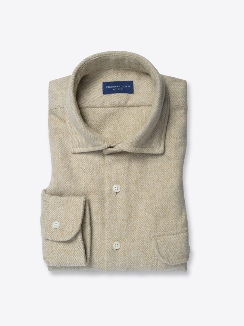 Faroe Beige Cotton Blend Twill Shirts by Proper Cloth