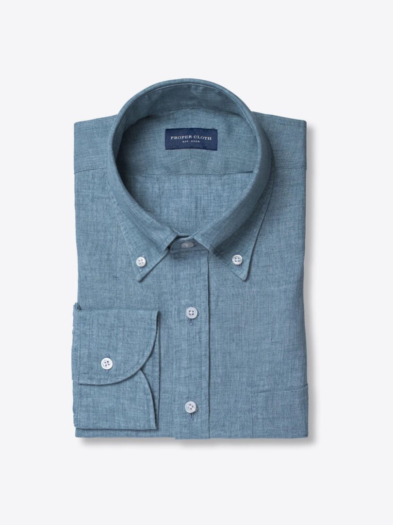 Albini Washed Slate Delave Lightweight Linen 