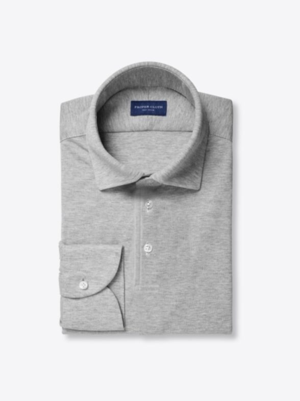 Thumb Photo of Sullivan Light Grey Easy Care Long Sleeve Polo