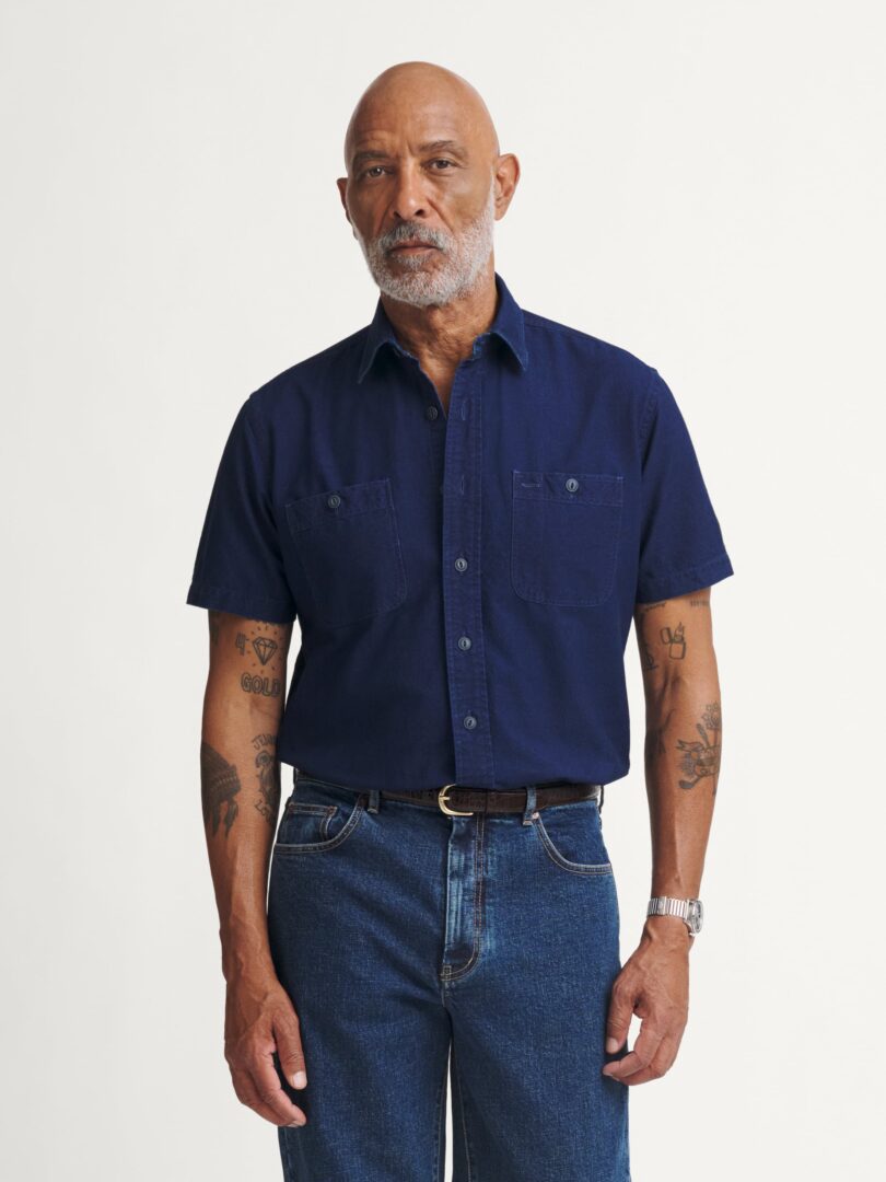 Washed Indigo Short Sleeve Utility Shirt Thumb Detail