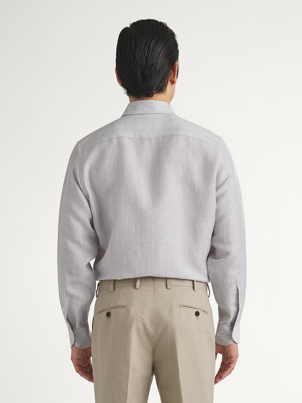 Reda Light Grey Merino and Linen Blend Shirt Reda Light Grey Merino and Linen Blend Shirt