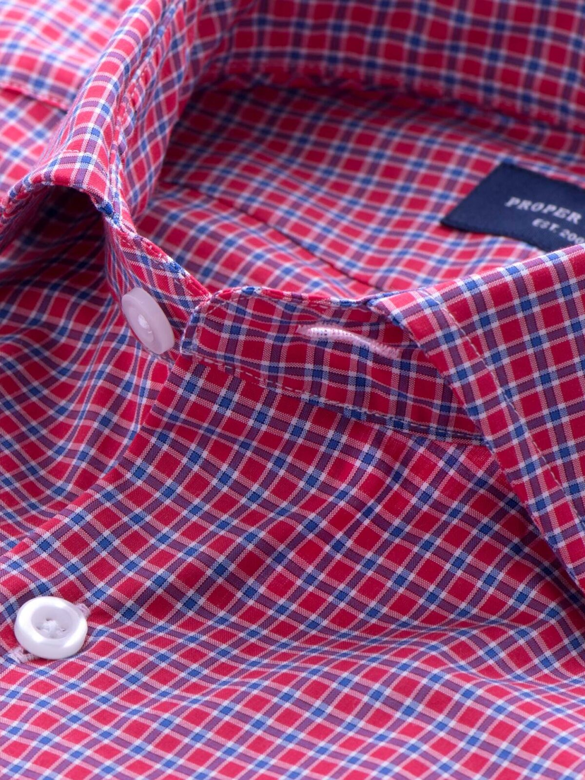 Thomas Mason Red and Blue Box Check Custom Dress Shirt Shirt by