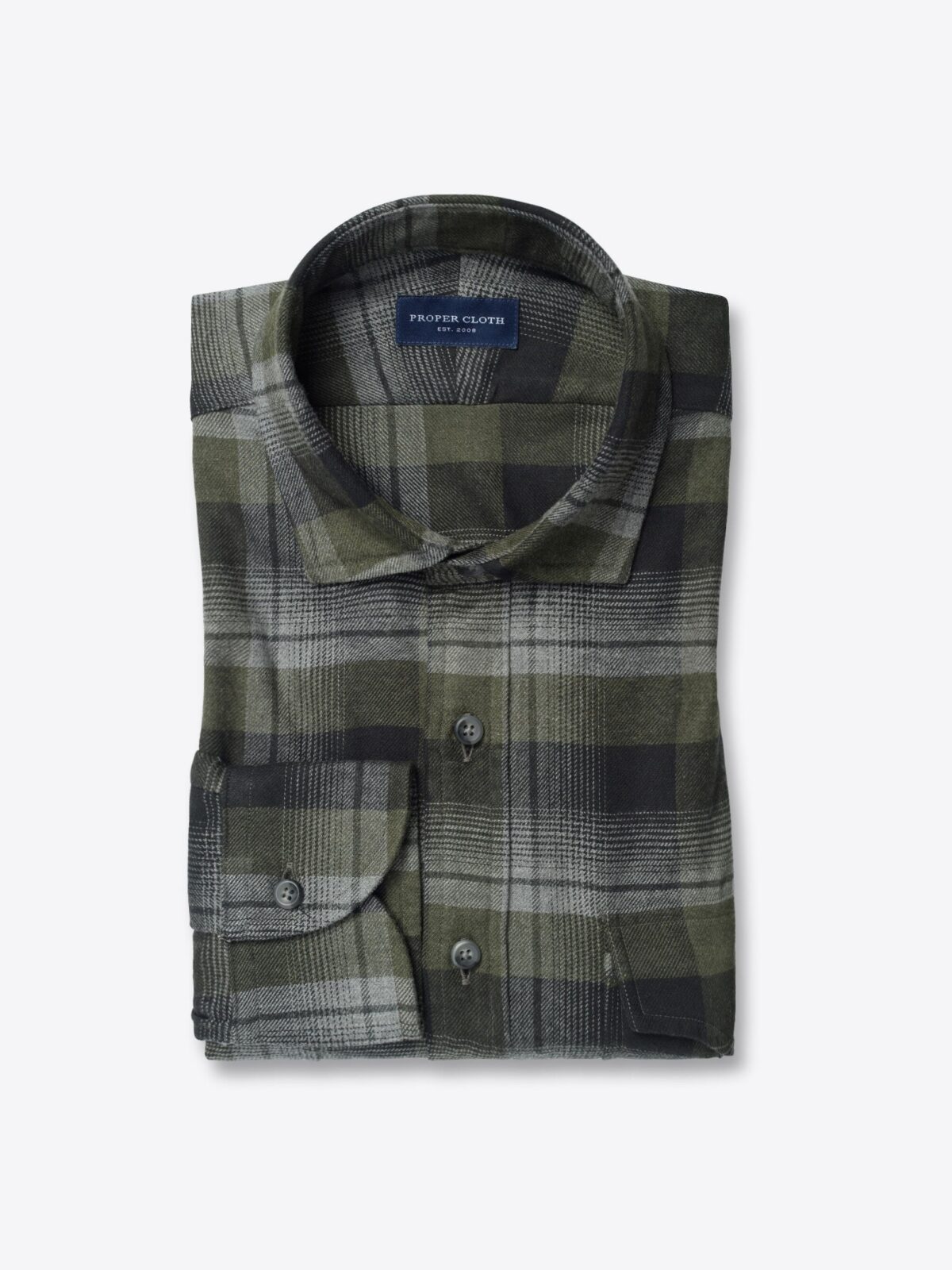 Teton Pine and Grey Shadow Plaid Flannel Shirt by Proper Cloth