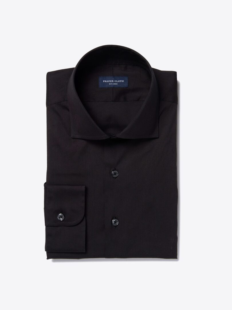 Canclini Black Stretch Broadcloth Dress Shirt 