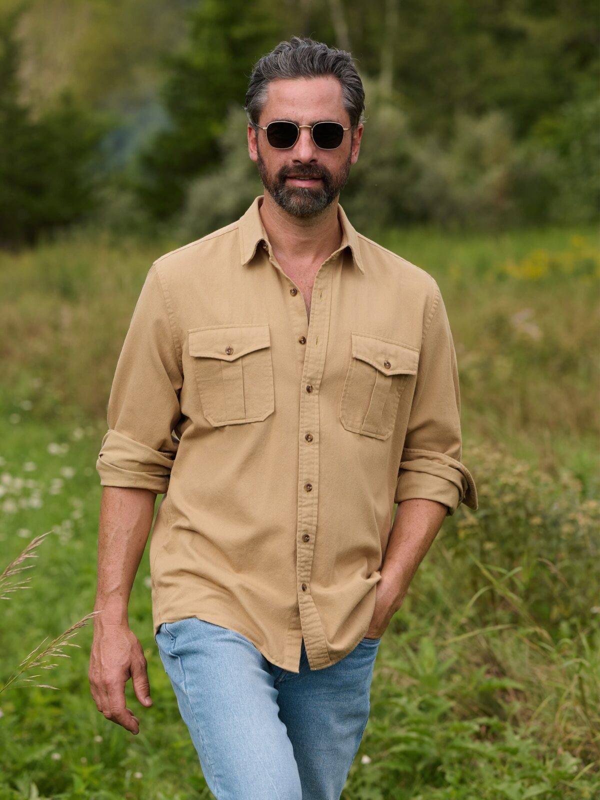 The Selvedge Twill Field Shirt in Camel