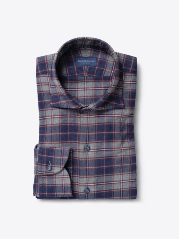 Whistler Navy Grey and Crimson Plaid Flannel