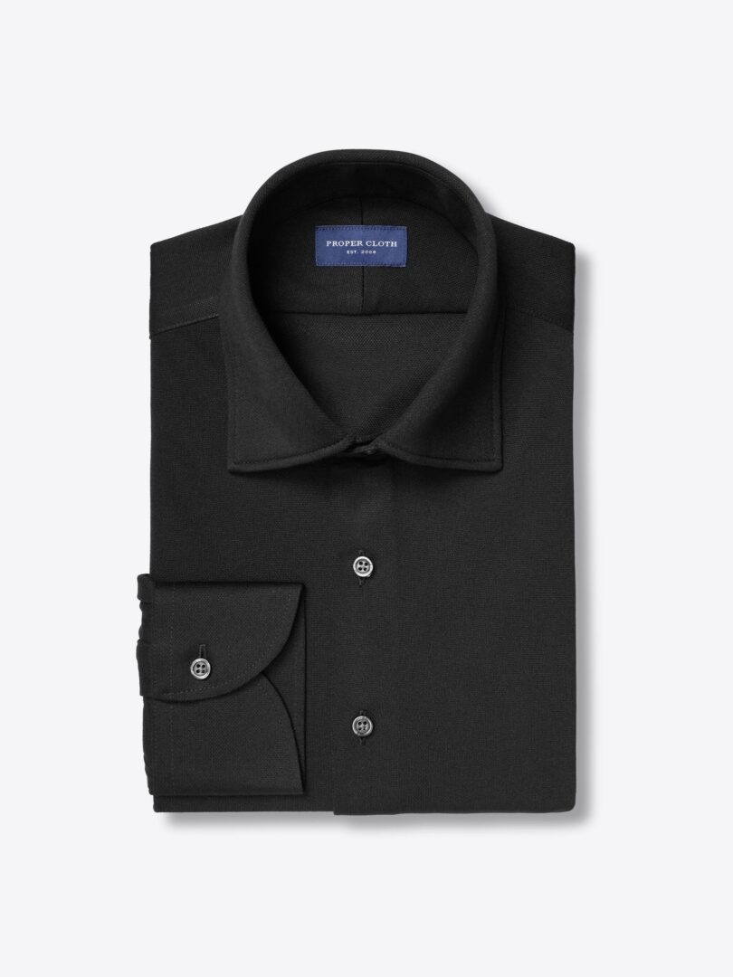 Japanese Black Performance Knit Dress Shirt Product Image