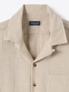 【ABELIAEDOWARDGOUCHA 】FOME SHIRT Gauze The Italian Melange Gauze Camp Shirt in Beige