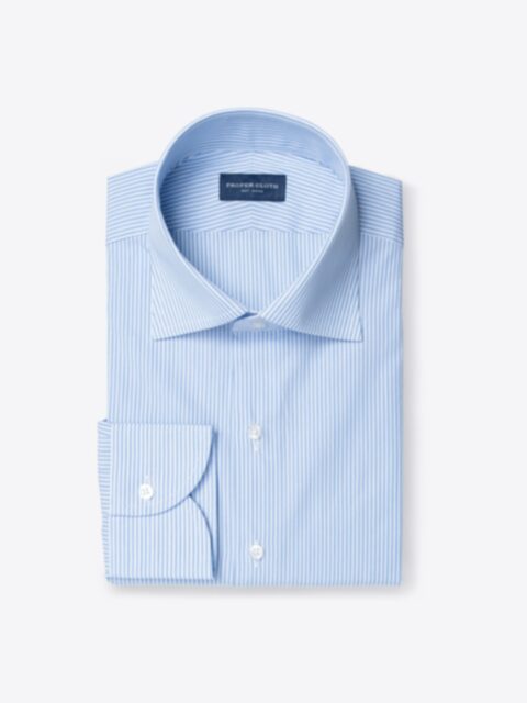 Shop Canclini 140s Light Blue Fine Shadow Stripe