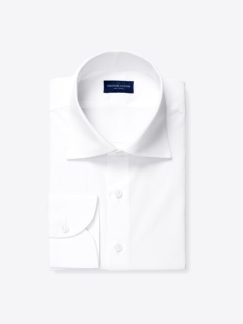 Shop Albini White Stretch Poplin