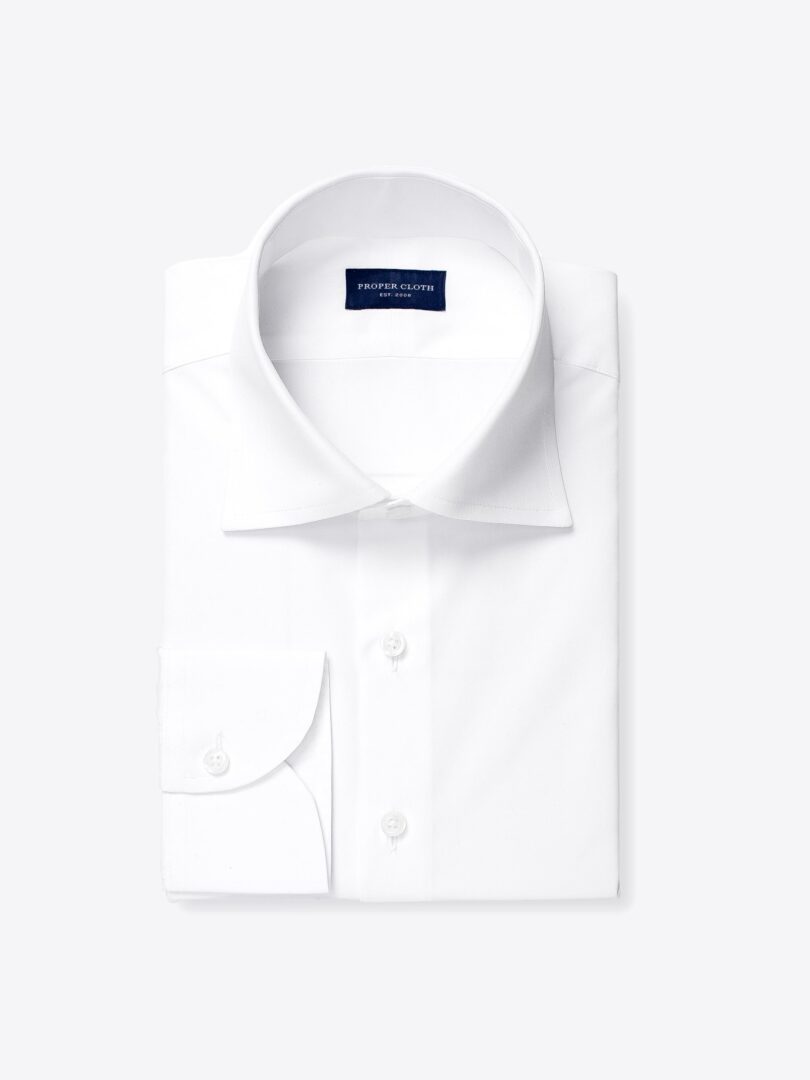 Albini White Stretch Poplin 