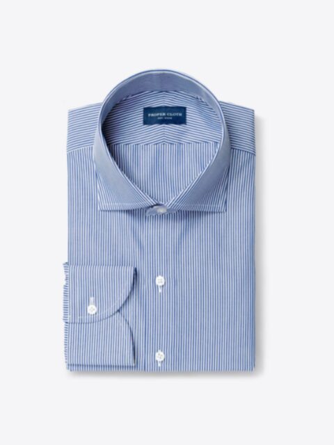 Shop 140s Navy Wrinkle-Resistant Pencil Stripe