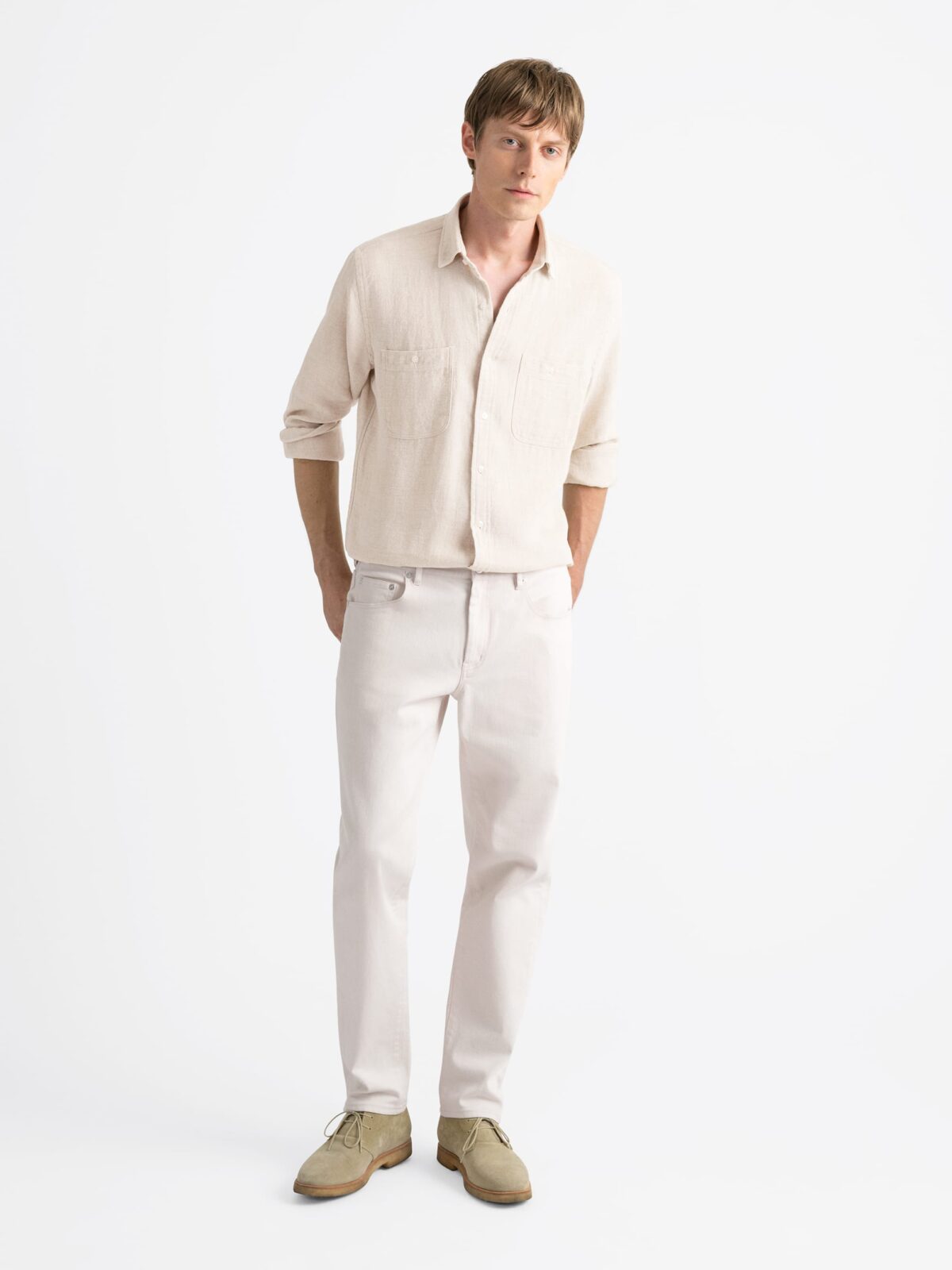 PROPER CLOTH　リネン　トラウザーズ The Washed Linen Shirt in Navy