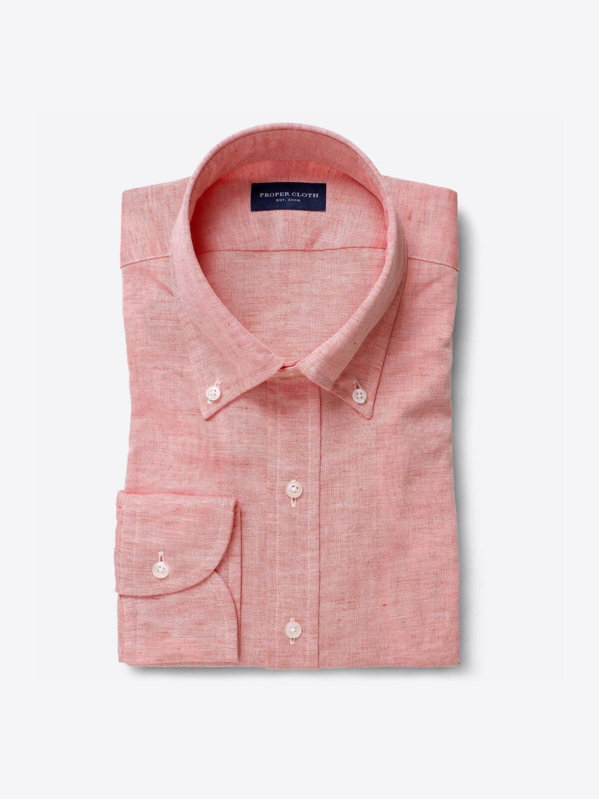 Portuguese Coral Cotton and Linen Oxford Shirt