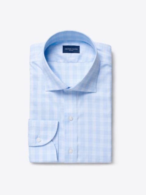 Shop Non-Iron Supima Light Blue End-on-End Check