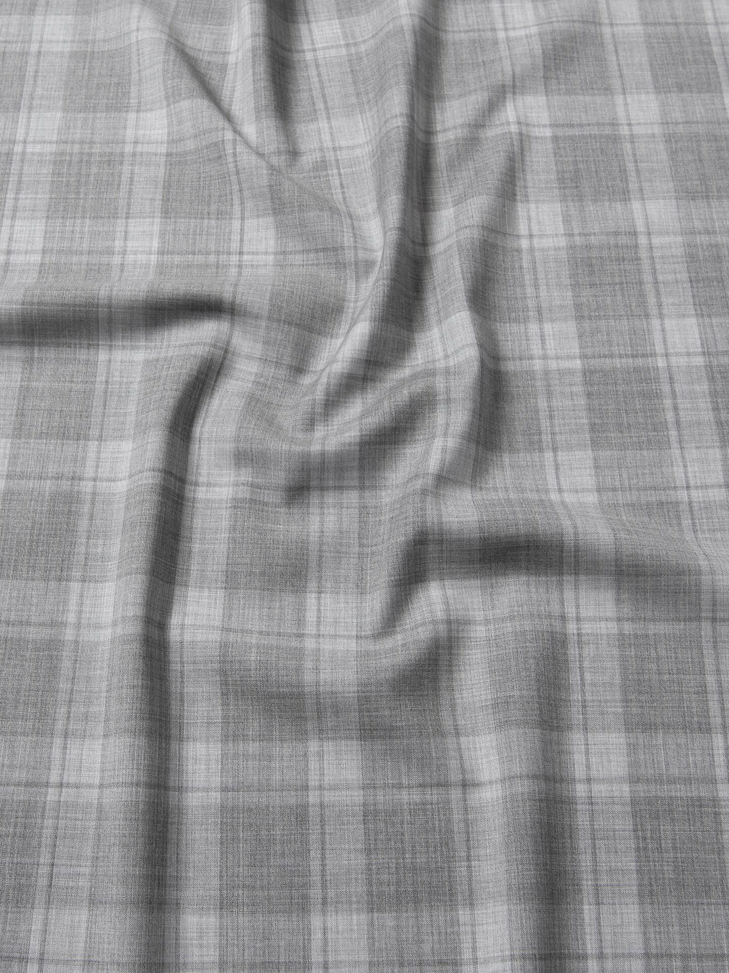 Reda Merino Wool Grey Tonal Plaid Shirts by Proper Cloth