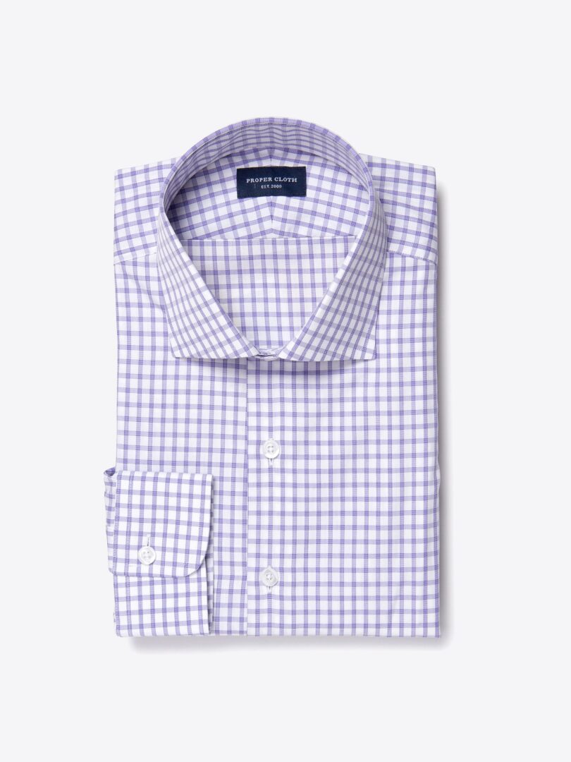 Thomas Mason Lavender Grid Custom Dress Shirt 
