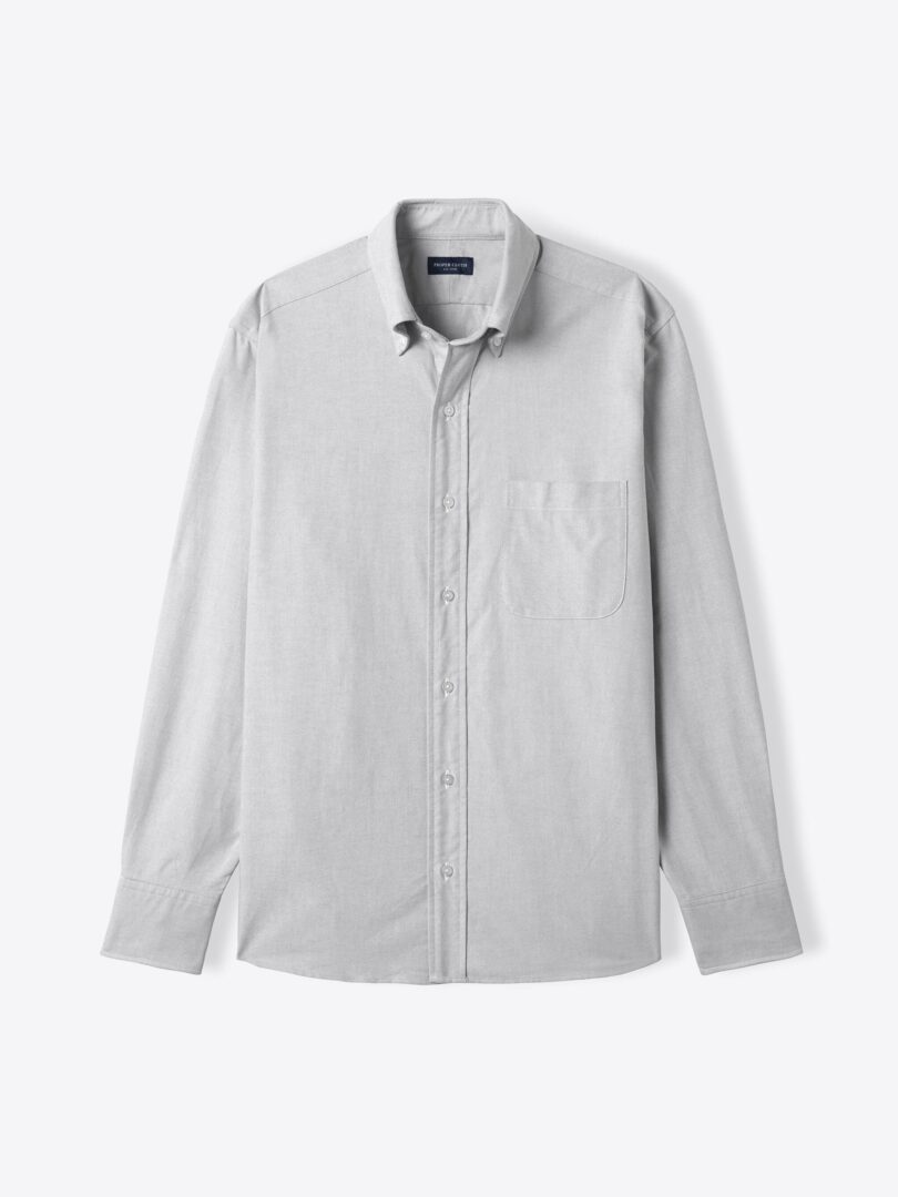 Grey Oxford Cloth Fitted Dress Shirt 