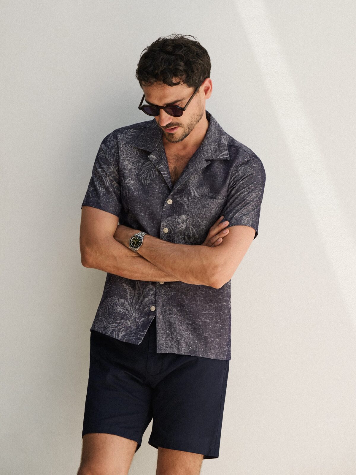 Albiate Indigo Aloha Jacquard Shirt by Proper Cloth