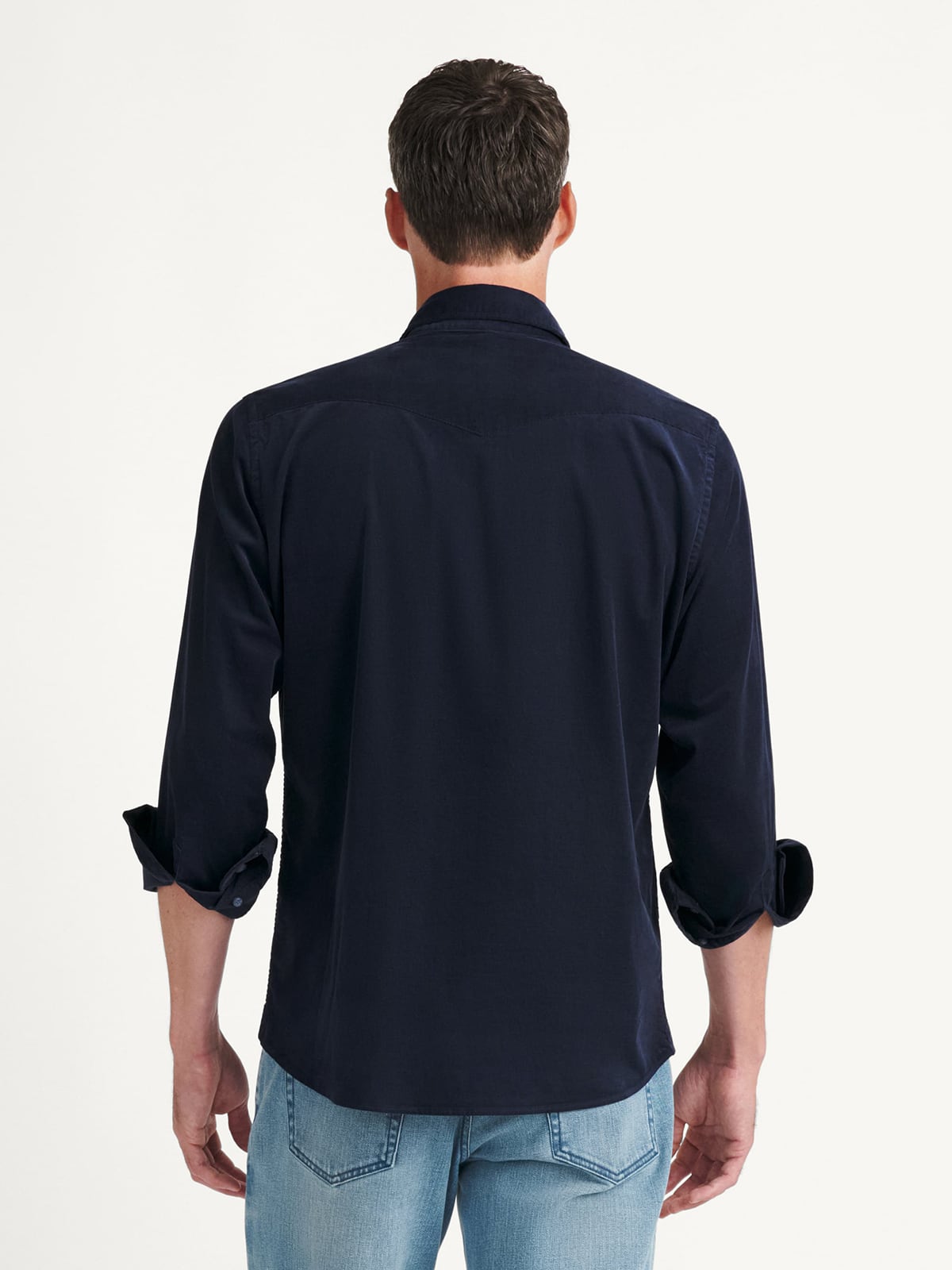pincord dress shirt Proper Cloth Men's Graham Navy Stretch Pincord Corduroy Custom Dress Shirt