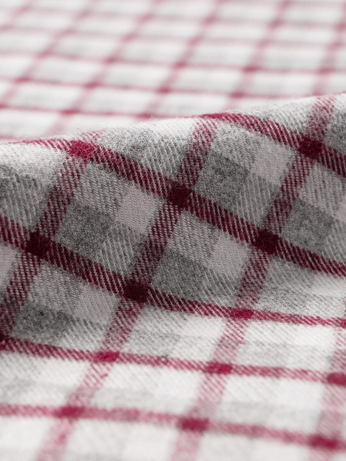 Cranberry and Grey Melange Check Flannel Shirts by Proper Cloth