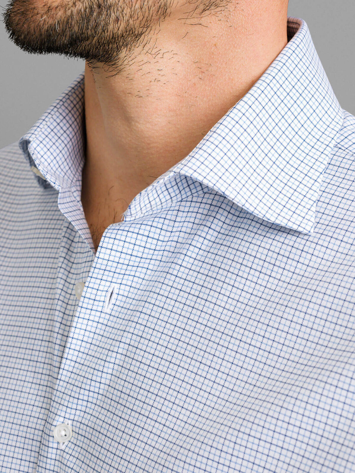 Non-Iron Stretch Blue and Navy Tattersall Shirt