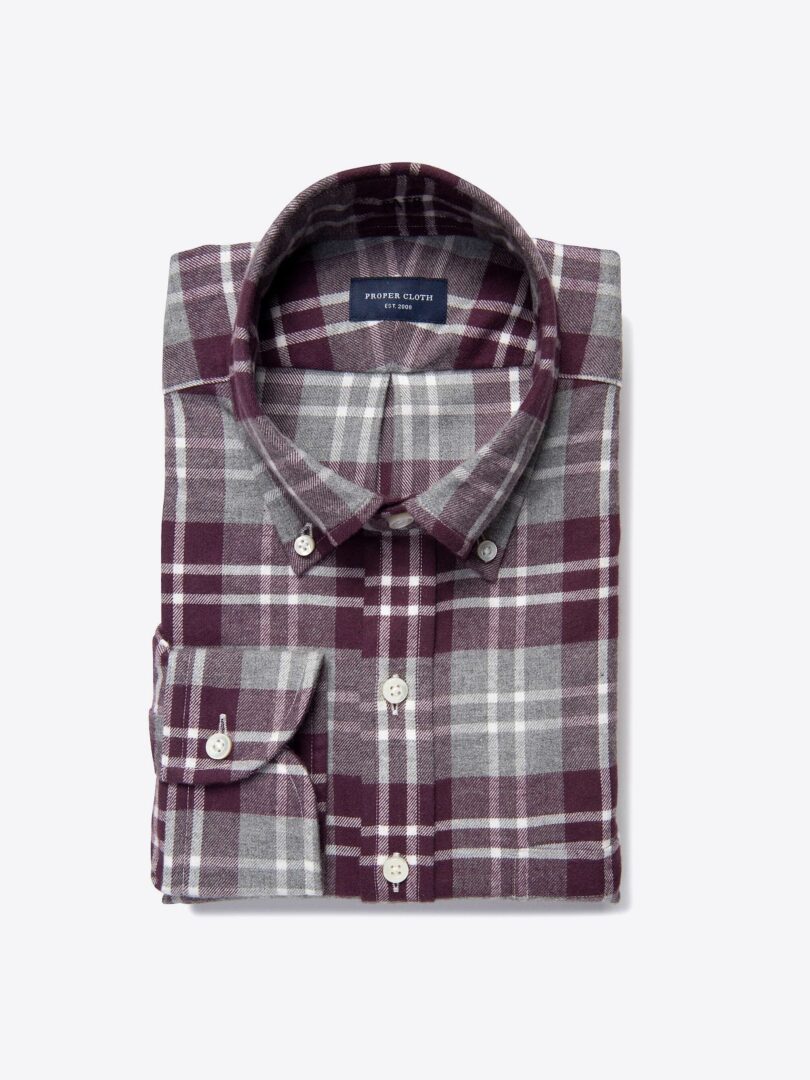 Scarlet and Cinder Large Plaid Flannel Fitted Dress Shirt 