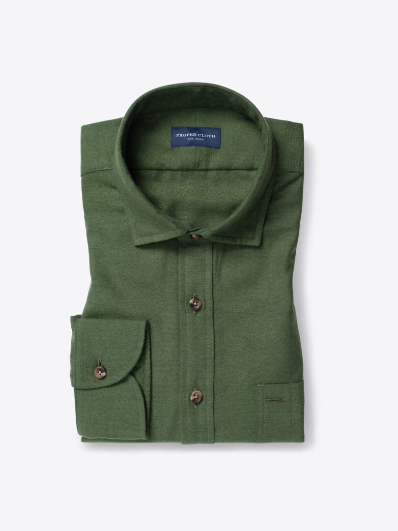 Pine Green Cotton and Wool Blend Flannel 