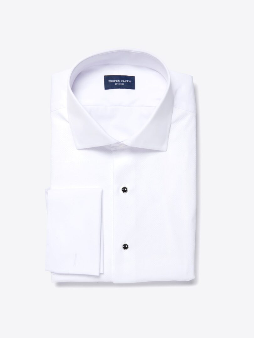 Thomas Mason White Luxury Broadcloth Men's Dress Shirt 