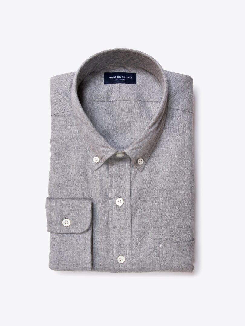 Light Grey Heathered Flannel Tailor Made Shirt 