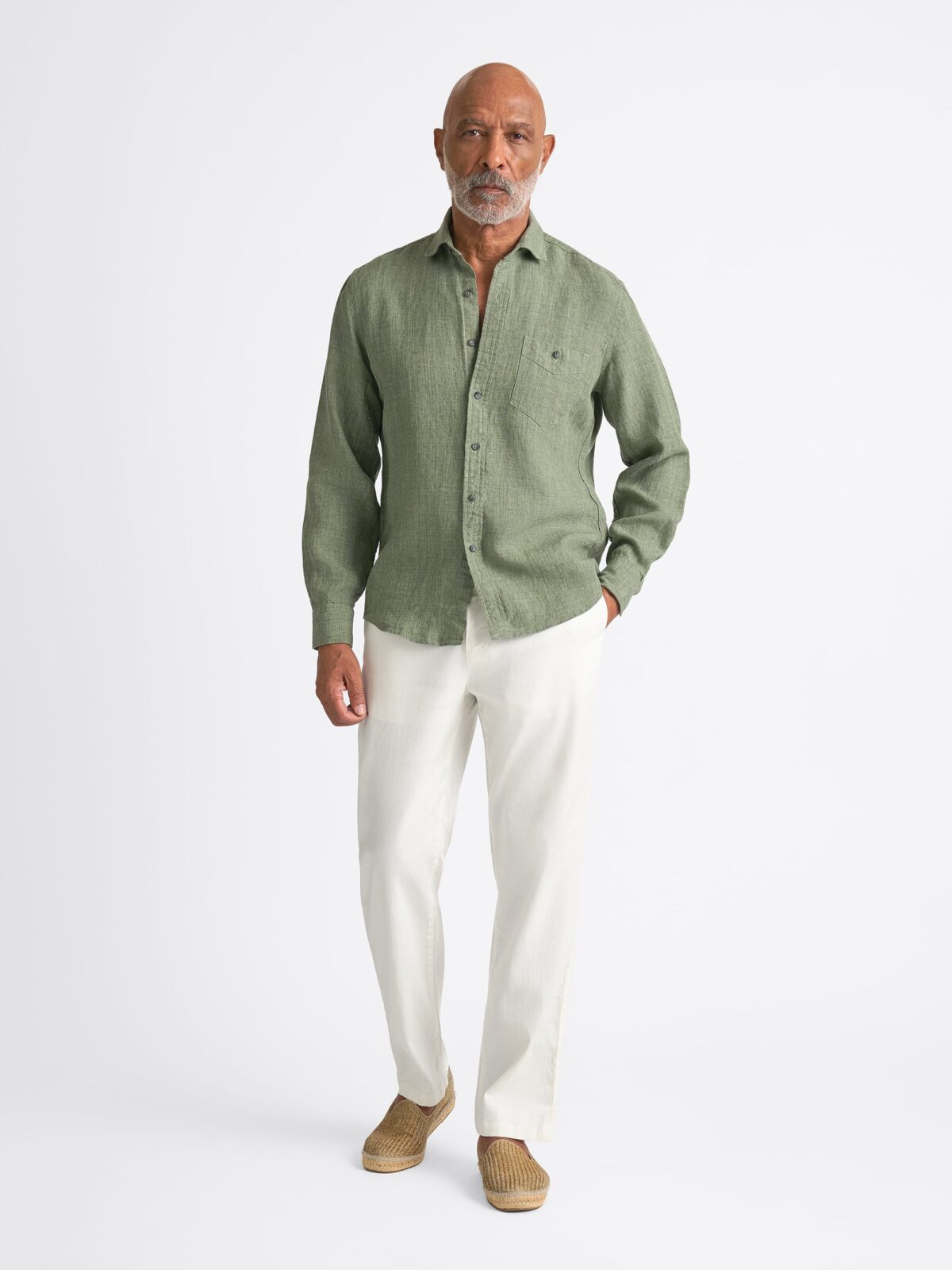 The Italian Linen Melange Shirt in Sage