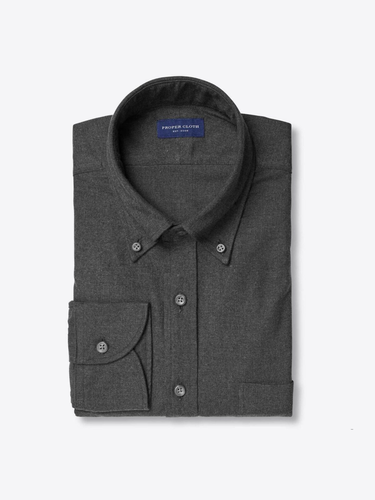 Whistler Charcoal Melange Cotton Flannel Shirt by Proper Cloth