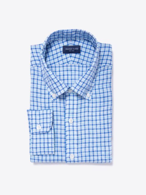 Shop Canclini Aqua Blue Check Linen