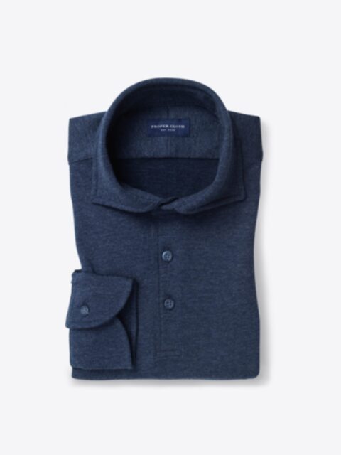 Shop Slate Blue Wool and Cotton Melange Knit