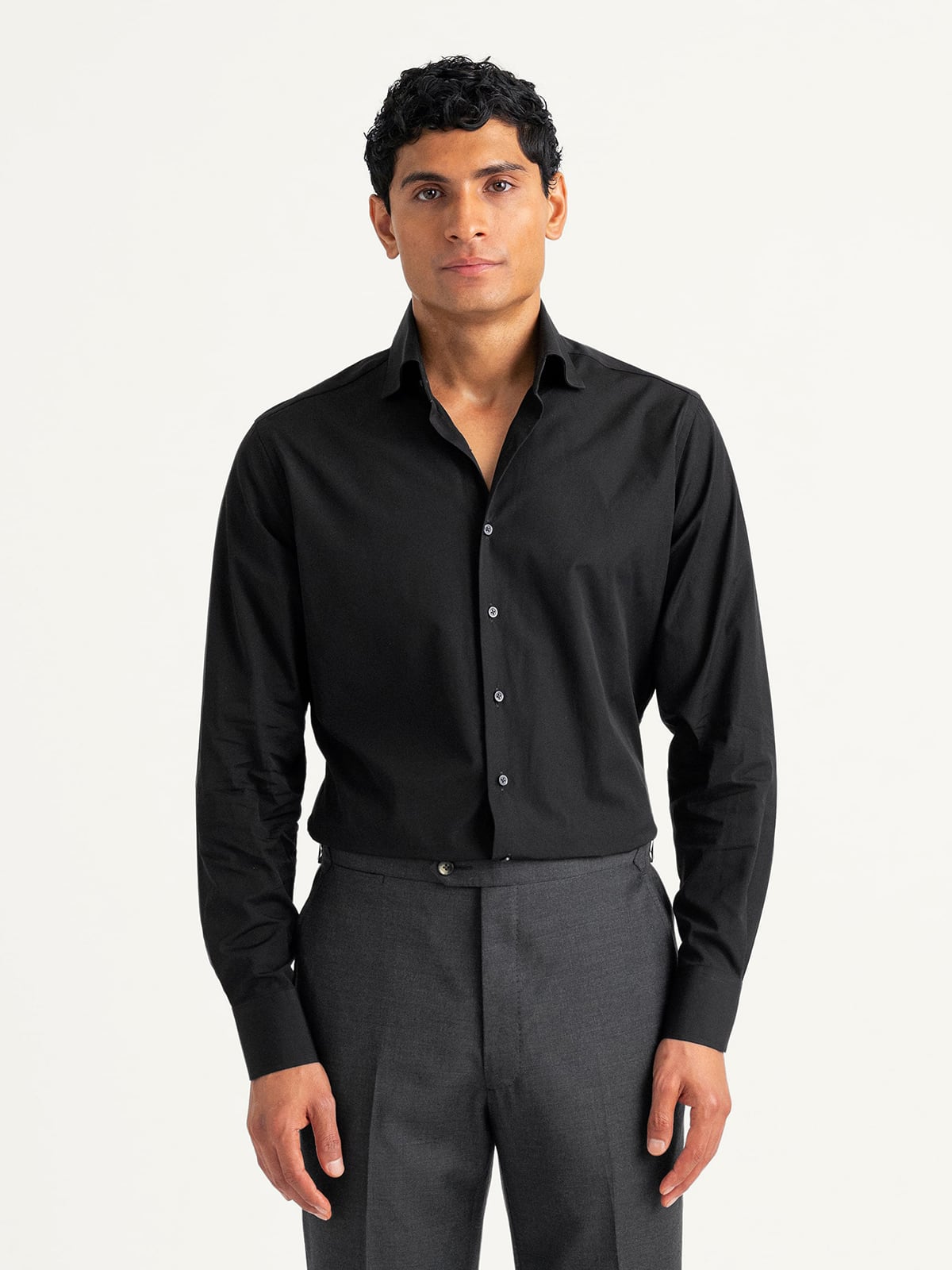 Proper Cloth Men's Stanton Black 120s Broadcloth Custom Dress Shirt - Black, Size: 16, Regular, 100% Cotton Proper Cloth Men's Stanton Black 120s Broadcloth Custom Dress Shirt - Black, Size: 16, Regular, 100% Cotton