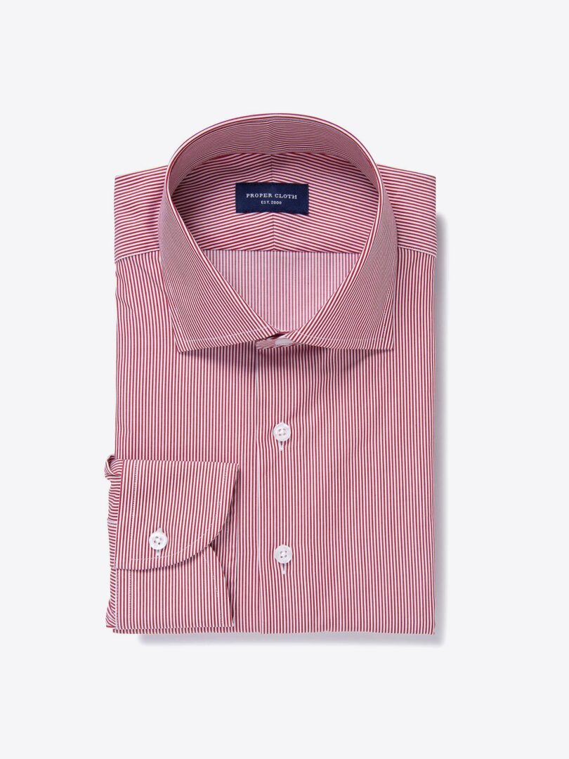 Vestry Red Pencil Stripe Custom Dress Shirt 