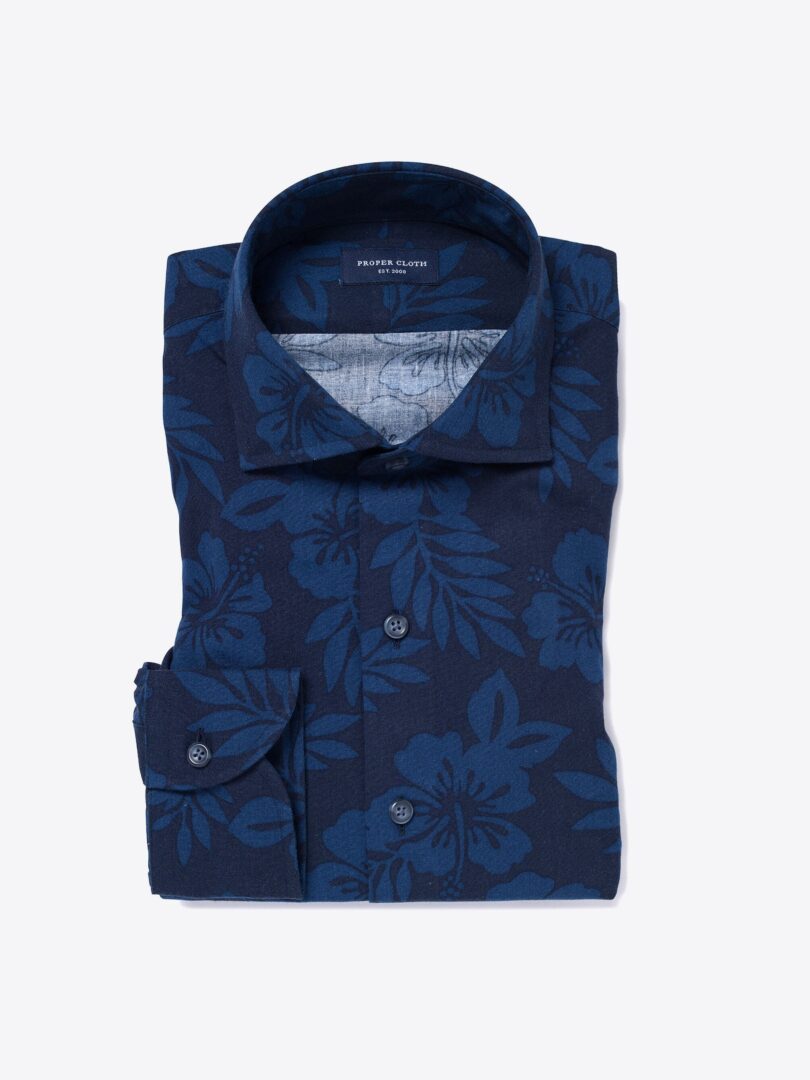 Japanese Navy Tonal Aloha Floral Short Sleeve Shirt