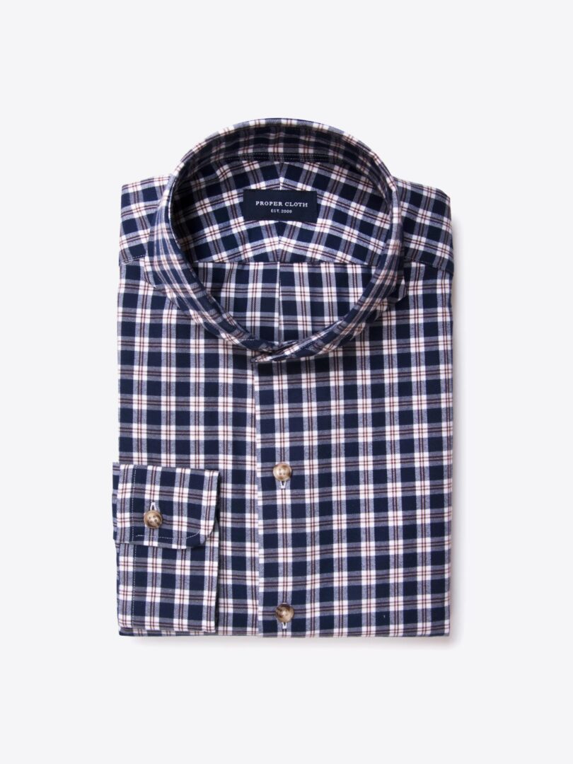 Brown Blue Tacoma Check Flannel Tailor Made Shirt 