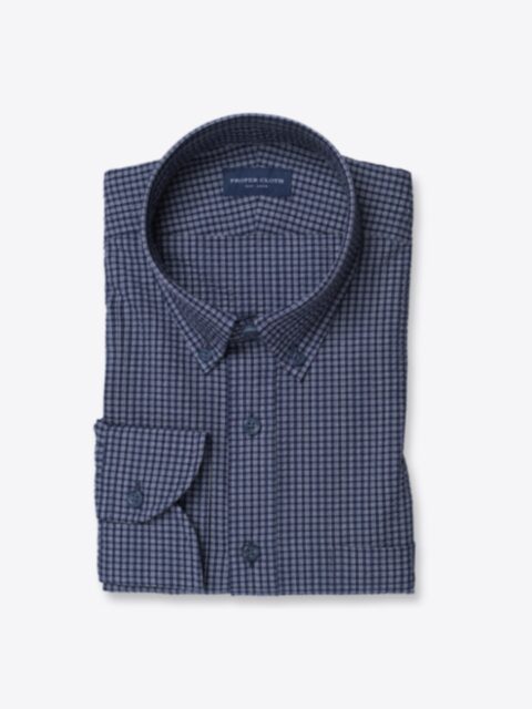 Shop Canclini Navy Check Seersucker