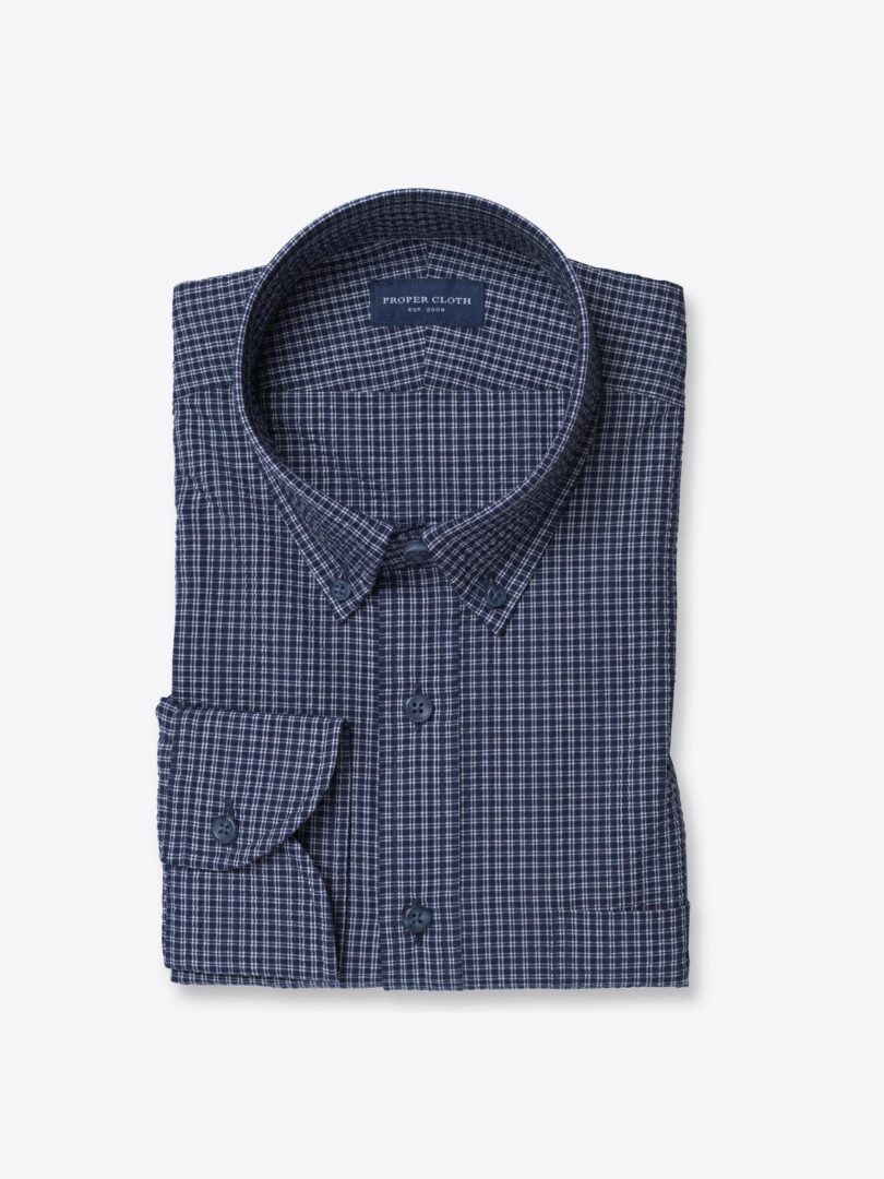 Canclini Navy Check Seersucker 