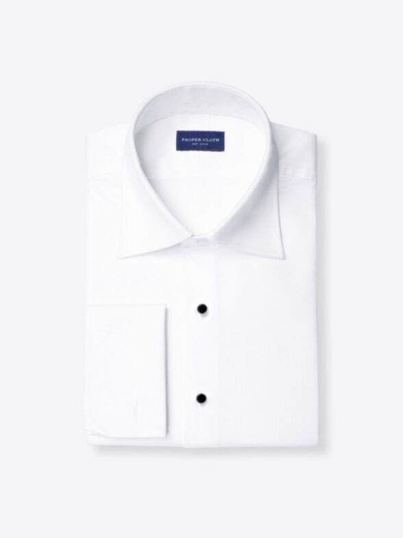 Thomas Mason White Royal Oxford Tuxedo Shirt