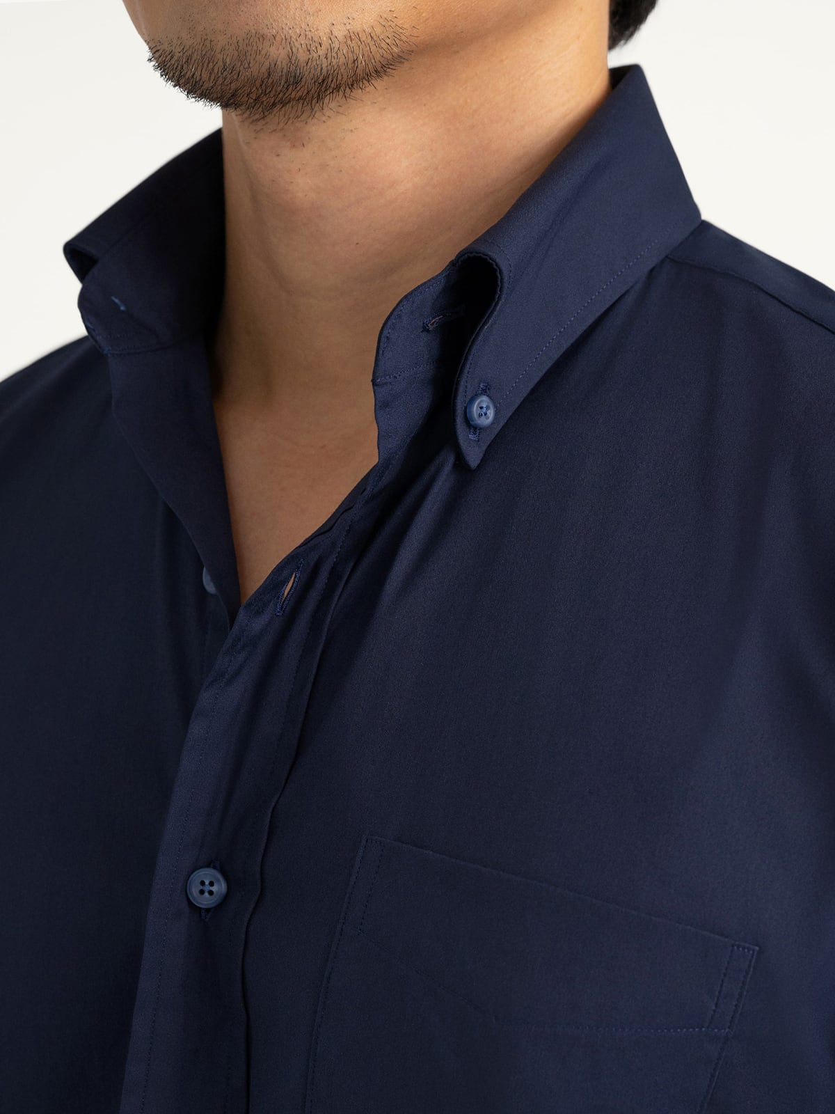 The Albini Stretch Poplin Sport Shirt in Navy