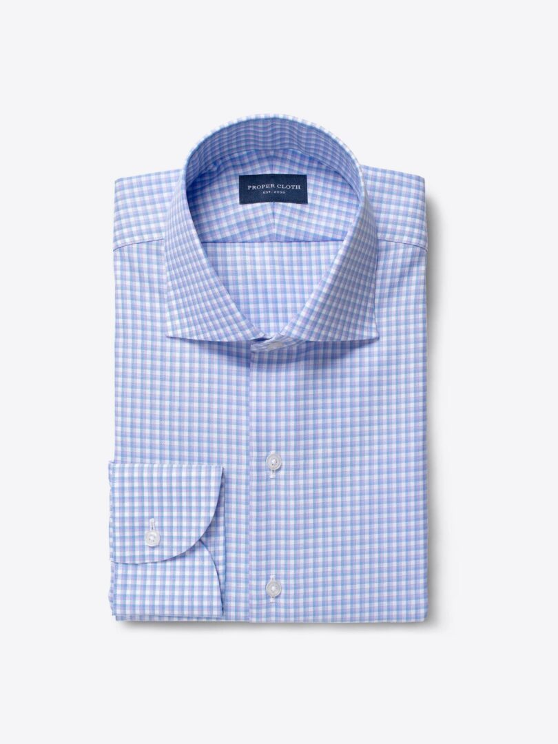 Mayfair Wrinkle-Resistant Lavender and Blue Shadow Check Fitted Dress Shirt 