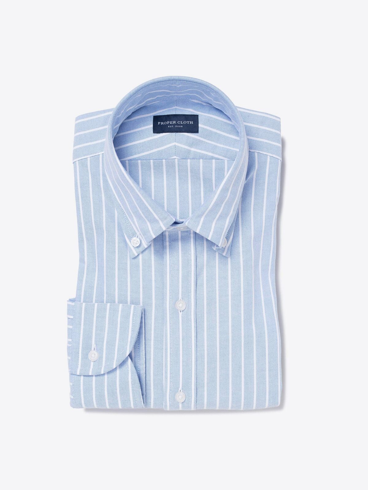 Light Blue Wide Stripe Oxford Cloth Custom Dress Shirt Shirt by Proper ...