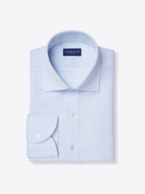 Shop Light Blue 120s Cotton and Linen Plain Weave