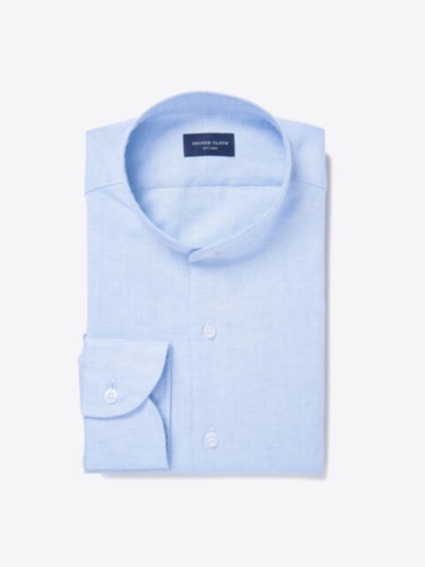 Sky Blue Cotton and Linen Dobby Shirt