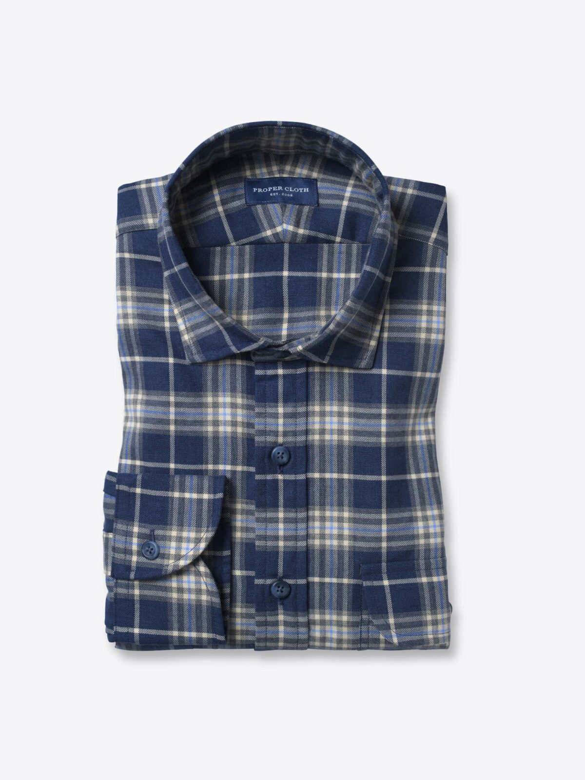 Portuguese Navy and Blue Plaid Shirt by Proper Cloth